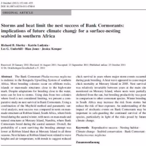 Storms and heat limit the nest success of Bank Cormorants