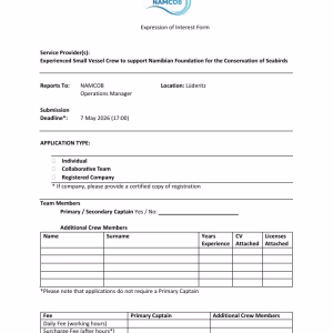First-page preview of Experienced Small Vessel Crew — Application Form