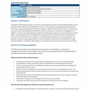 First-page preview of Office Administrator — Job Description